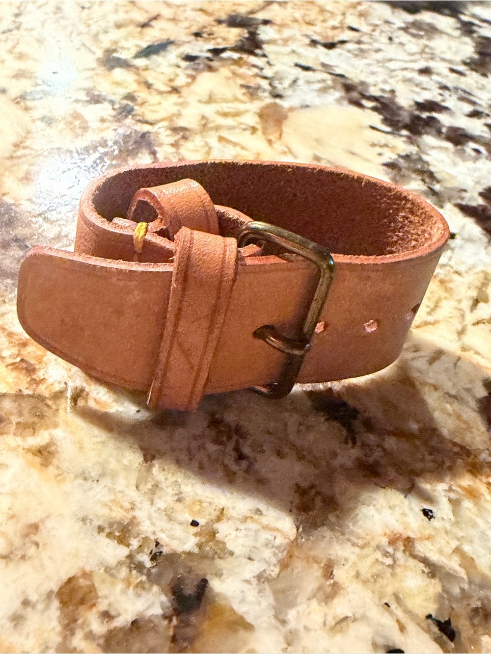 Louis Vuitton Tan Leather Wrap Bracelet with Brass Buckle - Picture 3 of 7
